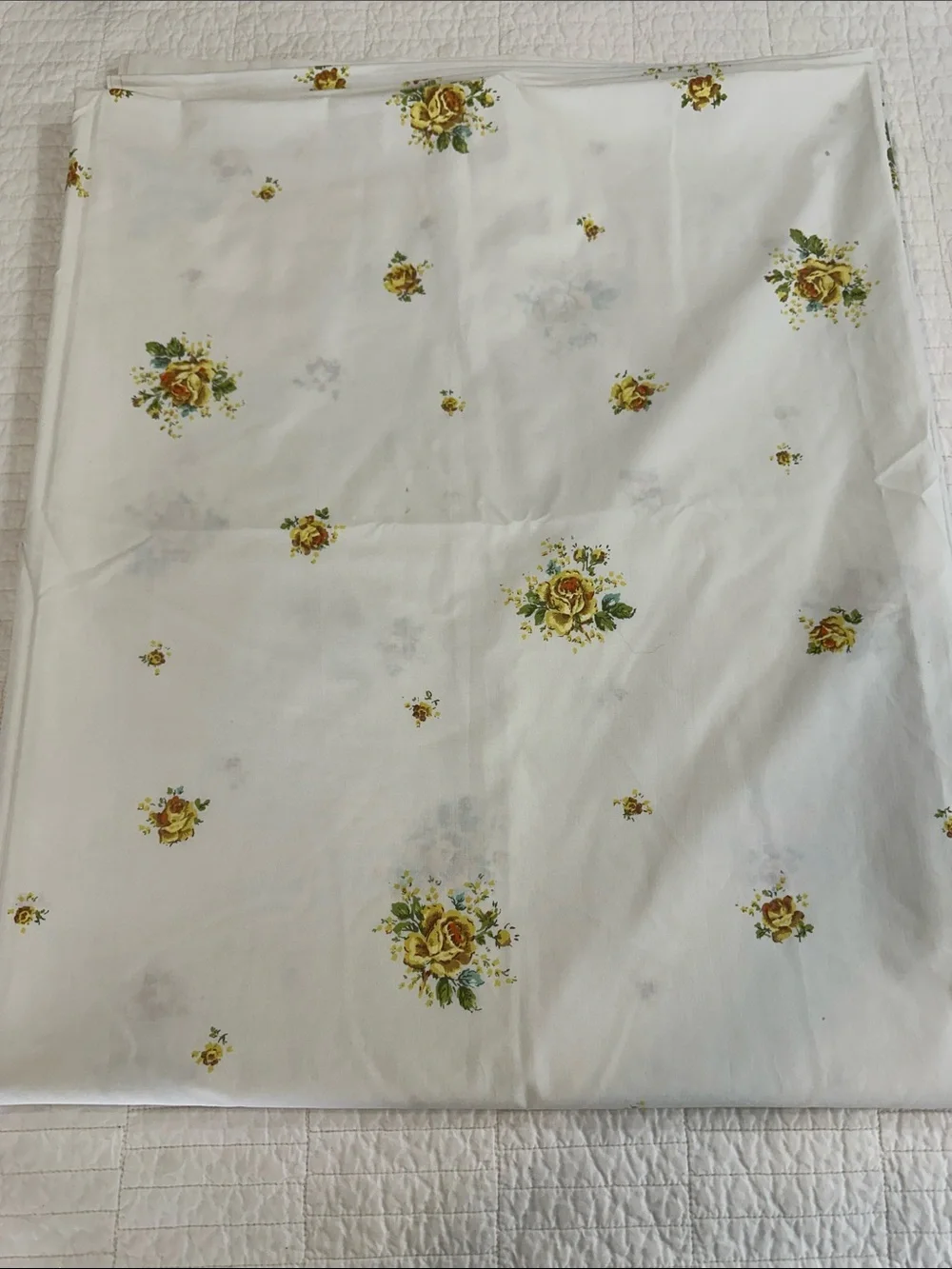 Wondercale by Springmaid Double Flat Sheet Floral Cotton Cream Yellow Rose Print